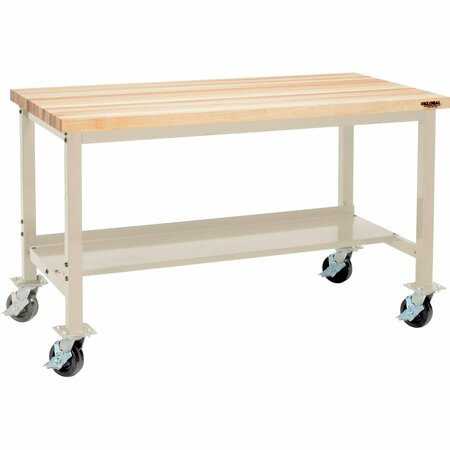 GLOBAL INDUSTRIAL Mobile Workbench, 72 x 36in, Square Tubular Leg, Maple Square Edge, Tan 253977TN